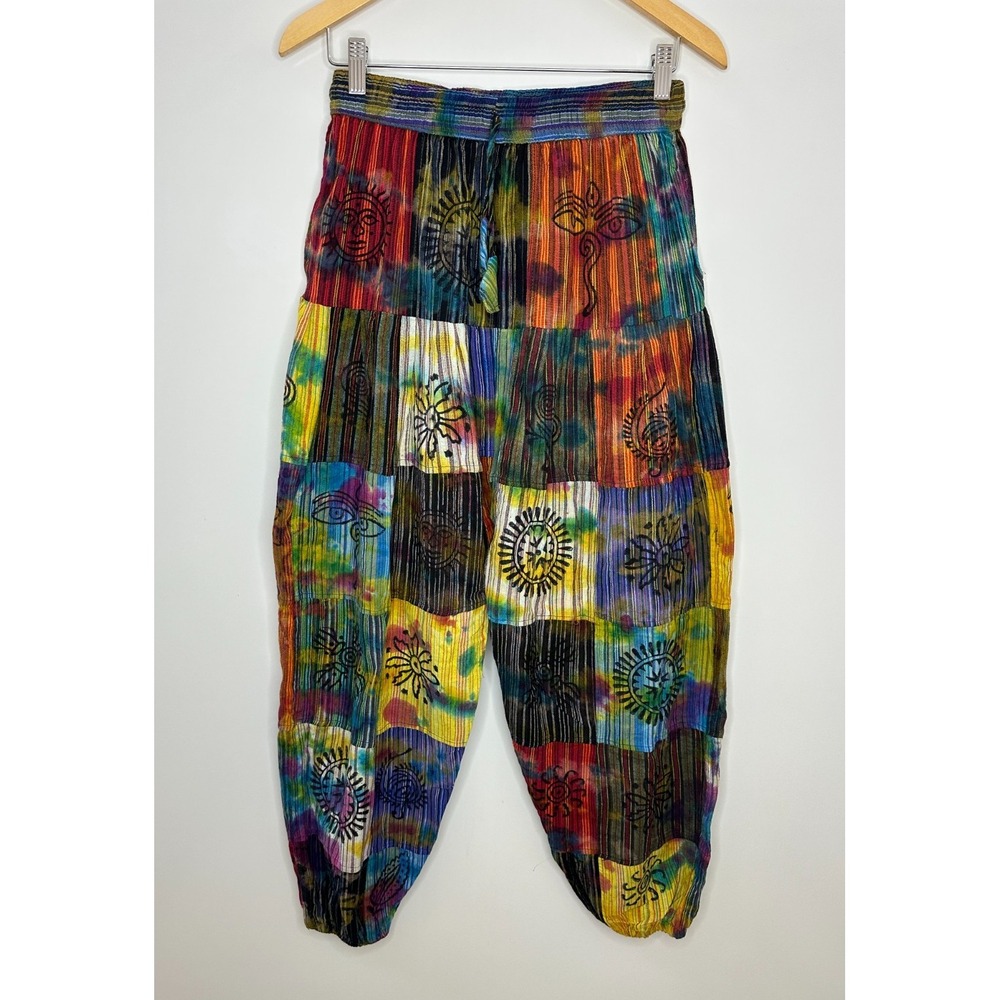 Rising International Patchwork Harem Pants Boho Hippie Festival Nepal Medium - Picture 2 of 11